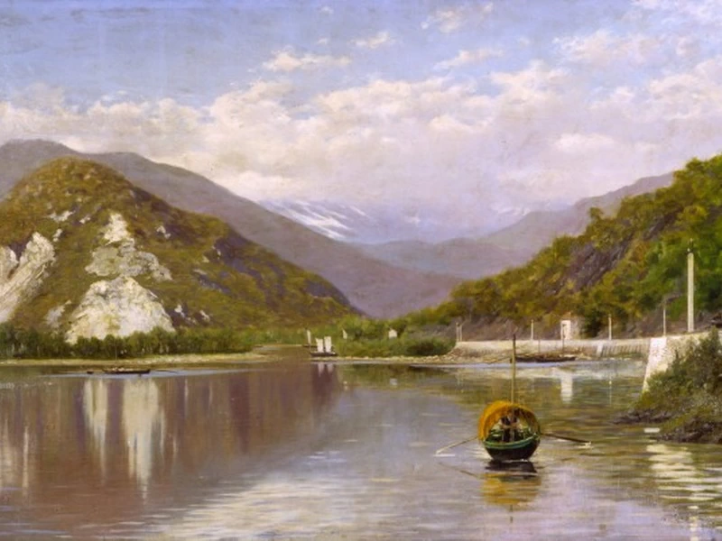 1847-							Francesco Gnecchi Ruscone - Riviera (Lago Maggiore) o Il Sempione dal Lago Maggiore, 1884